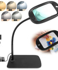 Dual Lens Lighted Magnifier With Stand For Reading And Crafts, Extra Large 7 Inch Viewing Area, 10X Main Lens And 30X Detail Lens