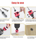 5-Piece red HSS M2 countersink drill bit set with low-friction depth stops and hex shanks