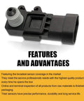 1 Pack Car Pressure Sensor for Vapor Vent Port and Tank Replacement for Delphi Gen 3 OEM 16238399 9377680 Black Sensor