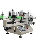 Automatic Round Bottle Labeling Machine Smooth Operator Belt Conveyor Applicator for cosmetics and beverages, showing control panel.