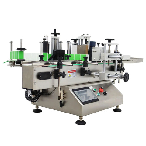 Automatic Round Bottle Labeling Machine Smooth Operator Belt Conveyor Applicator for cosmetics and beverages, showing control panel.