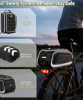 Cyclist using Expandable Waterproof Bike Trunk Bag 15L To 23L For Rear Rack 4 In 1 Pannier with reflective strips and rain cover