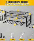 Wall Mount Tool Organizer Rack With Four Cordless Drill Holders Three Layer Garage Storage Shelf Heavy Duty Iron Matte Black Keeps Your Shop Clean And Ready 150 Lb Load Capacity disassembled view