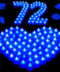 72 Pack Blue Flameless LED Tea Light Candles Battery Operated For Wedding Table Decor Romantic Nights Anniversary Honeymoon Mood Lighting Perfect For Weddings And Parties Safe Flame Free Glow arranged in heart shape with 72 number