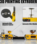 Straight Up Workhorse Desktop 3D Printer Filament Extruder Machine And Waste Recycling System with wire winding and diameter controls.