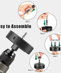 Step-by-step assembly of Badass 19 Piece Hole Saw Kit Packs Heavy Duty Carbon Steel Blades for easy use.