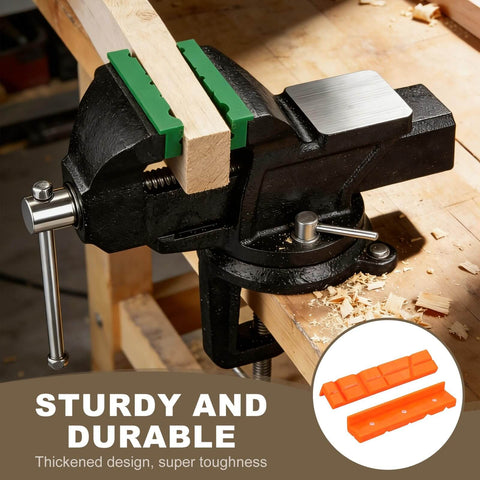 Dual Size 5 Inch And 6 Inch Rubber Magnetic Vise Jaw Pads With V-Shaped Soft Jaws And Anti-Scratch Vise Covers for DIY projects