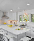 Modern kitchen with 6 Inch White Recessed Light Trim With Detachable Ring And Step Baffle, Full Metal For 6 Inch Recessed Can.