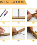 Installation of Slick Gold Brass Chicago Screws Combined With Round Head Button Studs for leather crafts, showing steps and tools.