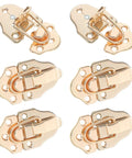 Six Pack Golden Metal Toggle Latches For Craft Chests And Suitcase Closures, durable metal closure set for DIY projects.