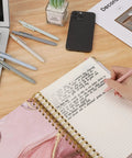 Pack Of Six Smooth Writing Retractable Gel Pens Featuring Snappy Click Mechanism And Fast Drying Black Ink That Rolls Dead Smooth Across Pages ideal for note taking.