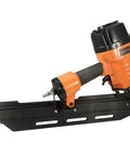 Close-up of 21 Degree Full Round Head Framing Nailer With Tool-Free Depth Adjust, Optional Bump Fire Trigger, No Mar Tip, Carrying Case