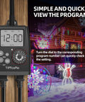 No Sweat Digital Outdoor Timer Outlet Featuring Easy Dial Programming And A Huge Clear Display Waterproof Dual Socket Layout Tailored For Christmas Lights And Backyard Gear At Sixteen Amps Rated with large screen showing settings.