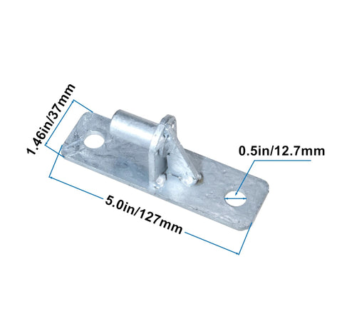 Wall Mount Chain Link Fence Gate Hinges Two Pack With Five Eighth Inch Pin, Rust Resistant Iron With Silver Galvanized Coating