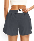 2 In 1 Women's Running Shorts With Built In Mesh Liner And Zip Pockets Double Layer Athletic Workout Shorts For Gym Or On The Run Deep Grey Size M