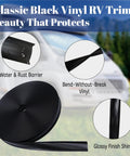 RV vinyl trim molding roll, 1-inch wide, black, 120 ft exterior weather stripping with gloss finish