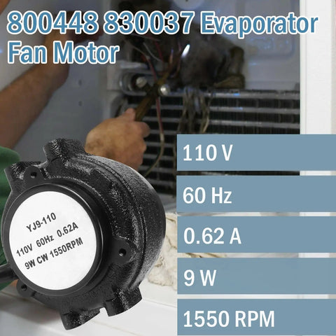 Evaporator And Condenser Fan Motor Replacement For TR And UR Refrigerators 115V 9W 1550 RPM installed view in fridge
