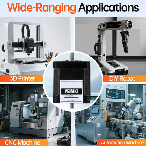 YEJMKJ NEMA 17 dual shaft stepper motor; 47mm body, 2-phase, 1.3A, 2.2Ω, 5mm shaft for 3D printers, CNC and robotics