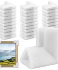 100 Pack Foam Corner Protectors For TV Frames, Photos, Mirrors And Picture Frames, stacks of white foam