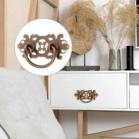 Two Pack Vintage Brass Drawer Pulls Handles For Dressers And Wardrobes, Retro Bronze Cabinet Knobs With Old School Antique Style