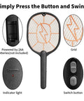 Two Pack Beast Mode High Voltage Bug Zapper Racket For Mosquitoes And Flies With Large 45x20 Cm Head Safe Protective Mesh Indoor Outdoor Use Battery Powered With AA Batteries Not Included Black And Gray