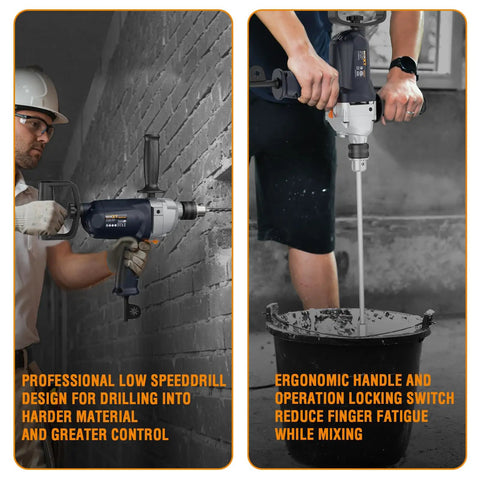 Heavy Duty 9A Corded Drill Mixer With Spade Handle Half Inch Chuck 360 Degree Rotation Pro Grade Concrete Mud Mixing Drill