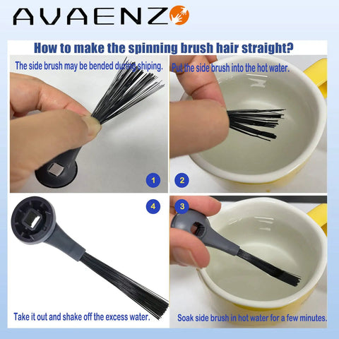 Steps to straighten side brush from All-In-One Universal Vacuum Replacement Parts Kit For AV2511AE AV2501S AV2610WA RV2502AE