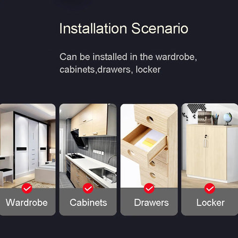 Installation scenarios for Heavy Duty Magnetic Cabinet Catch Set 8 Pack Stainless Steel Shutter Door Latch in various furniture.