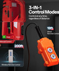 VIVOHOME 3-in-1 electric hoist winch in red with orange wired remote and wireless remote illustration