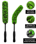 4 Piece Car Wheel Cleaning Kit With 360 Degree Bendable Wheel Brush, microfiber bristles, dense wool, black handles
