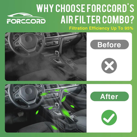 Before and after air quality inside car using Activated Carbon Cabin And Engine Air Filter Kit Replacement Fits Toyota.