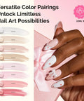 Gel Nail Polish Kit With P Plus 30F UV Light Lamp For Home DIY Mani showing nail art and color samples on hand with box