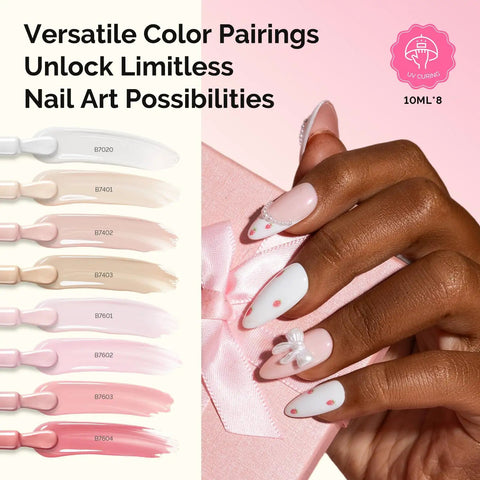 Gel Nail Polish Kit With P Plus 30F UV Light Lamp For Home DIY Mani showing nail art and color samples on hand with box