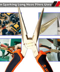 Non-sparking long nose pliers from 50 Piece Non Sparking Tool Set Go To Pro Grade with usage examples in various settings.