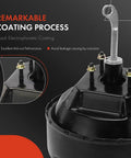 Close-up of Heavy Duty Vacuum Brake Booster for Ford Bronco F100 F150 F250, featuring black electrophoretic coating and hardware.