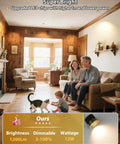 Adetu 4 Pack 3 Inch 5CCT Bronze Anti-Glare LED Recessed Ceiling Light illuminating a cozy living room with a family and a cat.