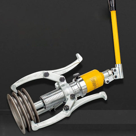 Heavy Duty Hydraulic Gear Puller Kit 15 Ton Interchangeable Two Three Jaw Extractor For Shaft Pulley And Bearing Removal, features dual jaws and hydraulic piston.