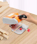 Compact Miter Saw With Adjustable Angle For Quick Wood Plastic Stone And Nonferrous Metal Cuts with C Clamp in use