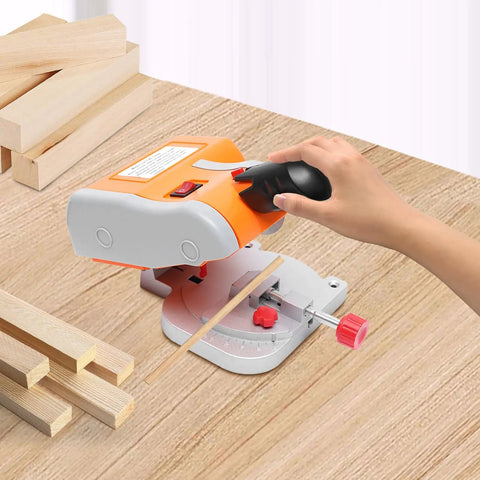 Compact Miter Saw With Adjustable Angle For Quick Wood Plastic Stone And Nonferrous Metal Cuts with C Clamp in use