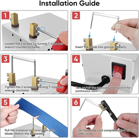 Installation guide for Compact Electric Rope Cutter For Webbing And Fabric Fast One Click Cutting And Sealing Hot Knife Tool