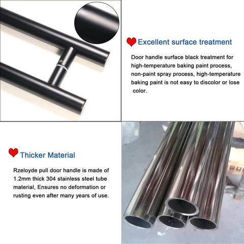36-Inch Stainless Steel Push Pull Door Handle Black H Shape For Sliding Barn Doors And Commercial Heavy Duty Glass Showers SUS304