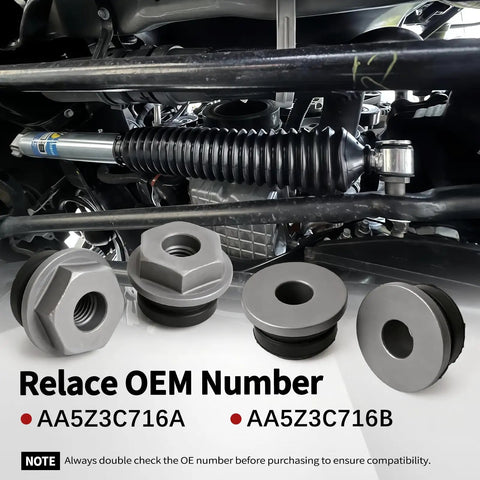 Ford Explorer 4 Piece Rack And Pinion Bushing Kit For 2010 to 2015 Models, Replaces AA5Z3C716B AA5Z3C716A, component display