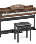88 Key Digital Piano Keyboard With Metal Stand Full Size Electric Piano For Beginners And Adults Jam At Home With Headphone Jack 3 Pedals Soft Sustain Sostenuto LCD Display 80 Demo Songs Walnut Finish
