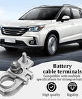Built Tough Zinc Alloy Car Positive Battery Terminal Connector Replaces Oem 91980 3X010 on a vehicle showing rust-free setup.