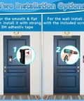 No Drill Anti Theft Doorbell Mount For Blink And Ring Video Doorbells With 360 Degree Coverage And Adjustable Angle Keeps Your Doorbell Safe From Theft Fits Models 1 Through Pro Great For Home Apartment Office shown with installation options for doors.