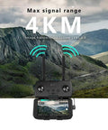 Smart controller for Foldable Pro Drone With 4K Front Camera And 720P Optical Flow Positioning, showing max signal range of 4KM.