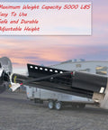 Beefy 5000 Lb Fifth Wheel RV Right Leg Jack beside parked RV under evening sky