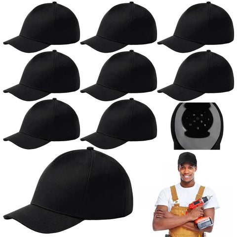 8 Pack Baseball Bump Caps Safety Hard Hat Style With Breathable Shell And Detachable ABS Inner Shell Foam Pad For Warehouse And Factory Use Adjustable Back Buckle Classic Black