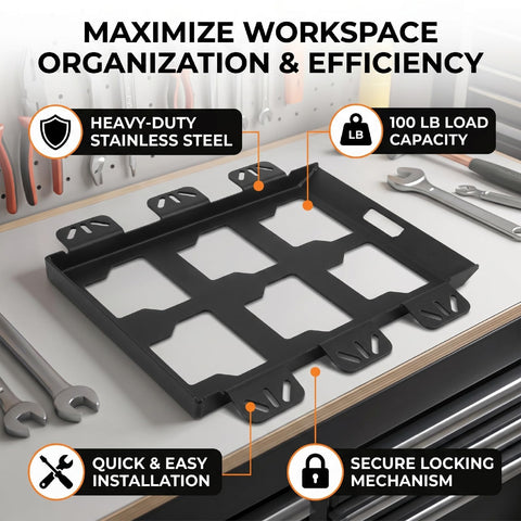 Two Pack Toolbox Mounting Plates With One Hundred Pound Capacity Anti Slip Tool Storage Mounts For Walls Benches And Trailers