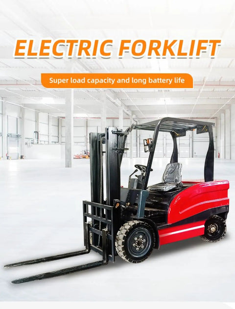 Heavy Duty Electric Forklift Truck Featuring Punchy Motors And Rock Solid Tires Streamlined For Zero Sweat Warehouse Maneuvering And Heavy Lift Operations That Keep Your Daily Shipping Hustle Flawless, with a red and black design.